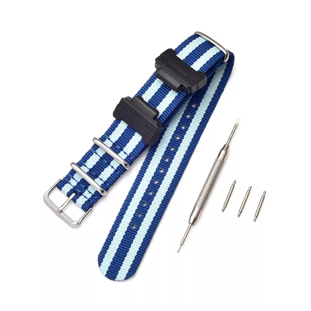 19_Bracelet-de-remplacement-en-Nylon-otan-pour-Casio-g-shock-GA-110-100-120-150-200 Sky Blue & Navy Nato Strap Casio 22mm In Nylon