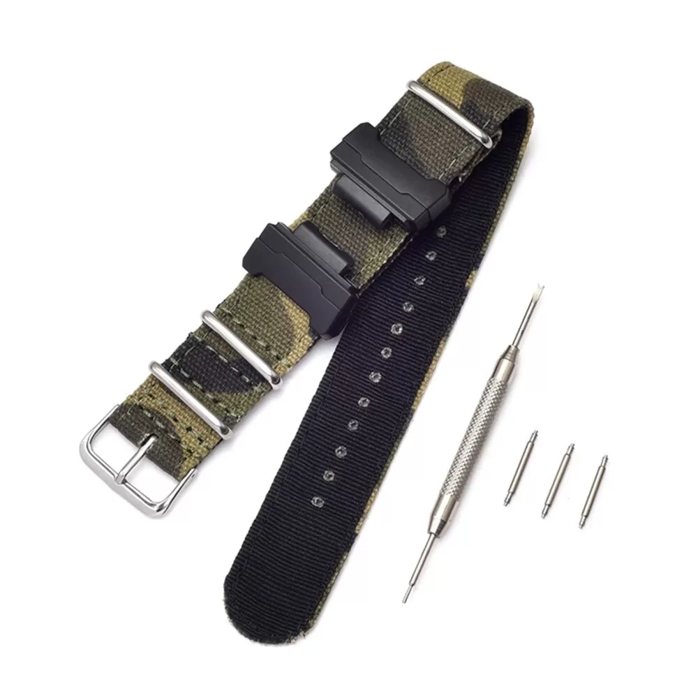 13_Bracelet-de-remplacement-en-Nylon-otan-pour-Casio-g-shock-GA-110-100-120-150-200 Green Camouflage Nato Strap Casio 22mm in Nylon