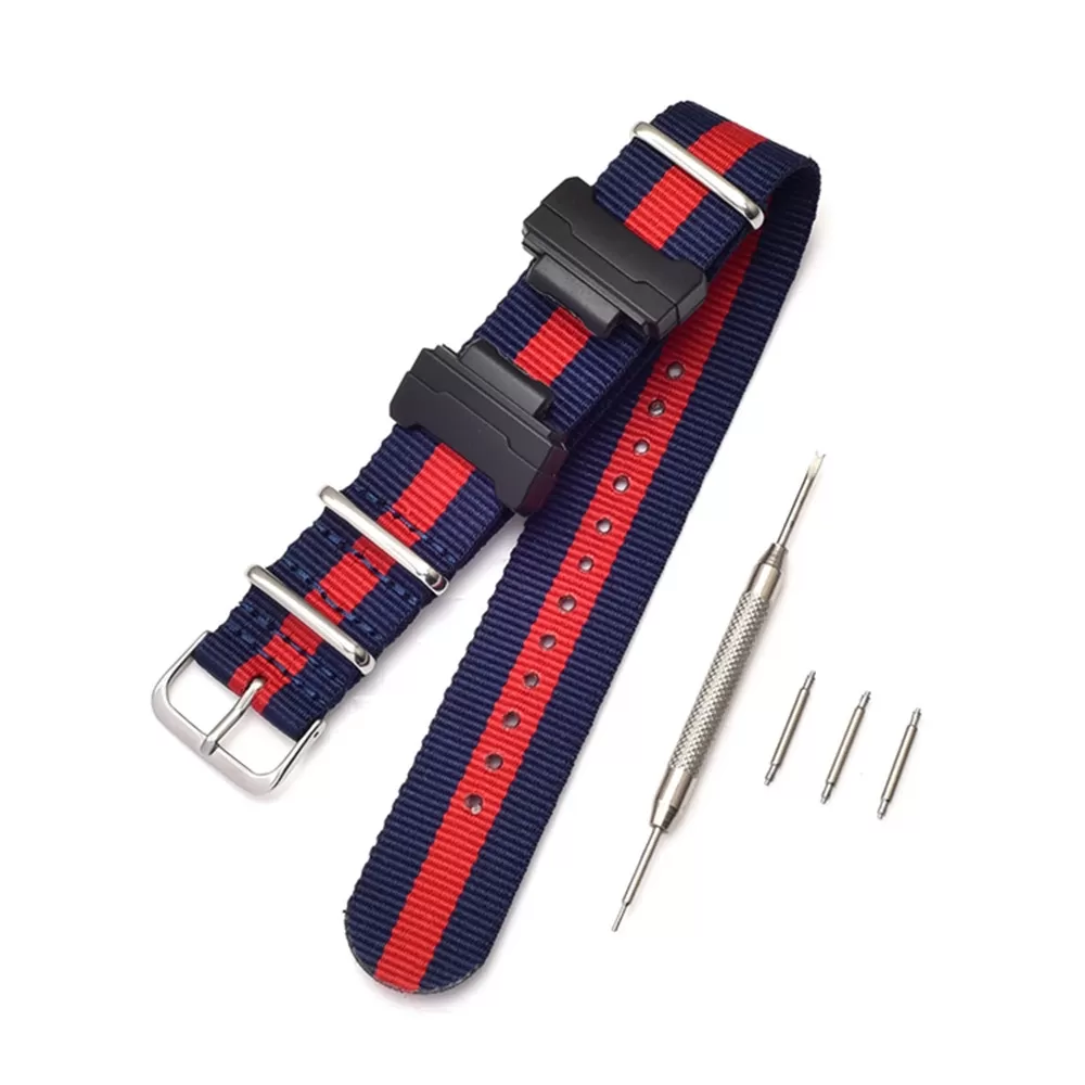 14_Bracelet-de-remplacement-en-Nylon-otan-pour-Casio-g-shock-GA-110-100-120-150-200 Blue & Red Nato Strap Casio 22mm In Nylon