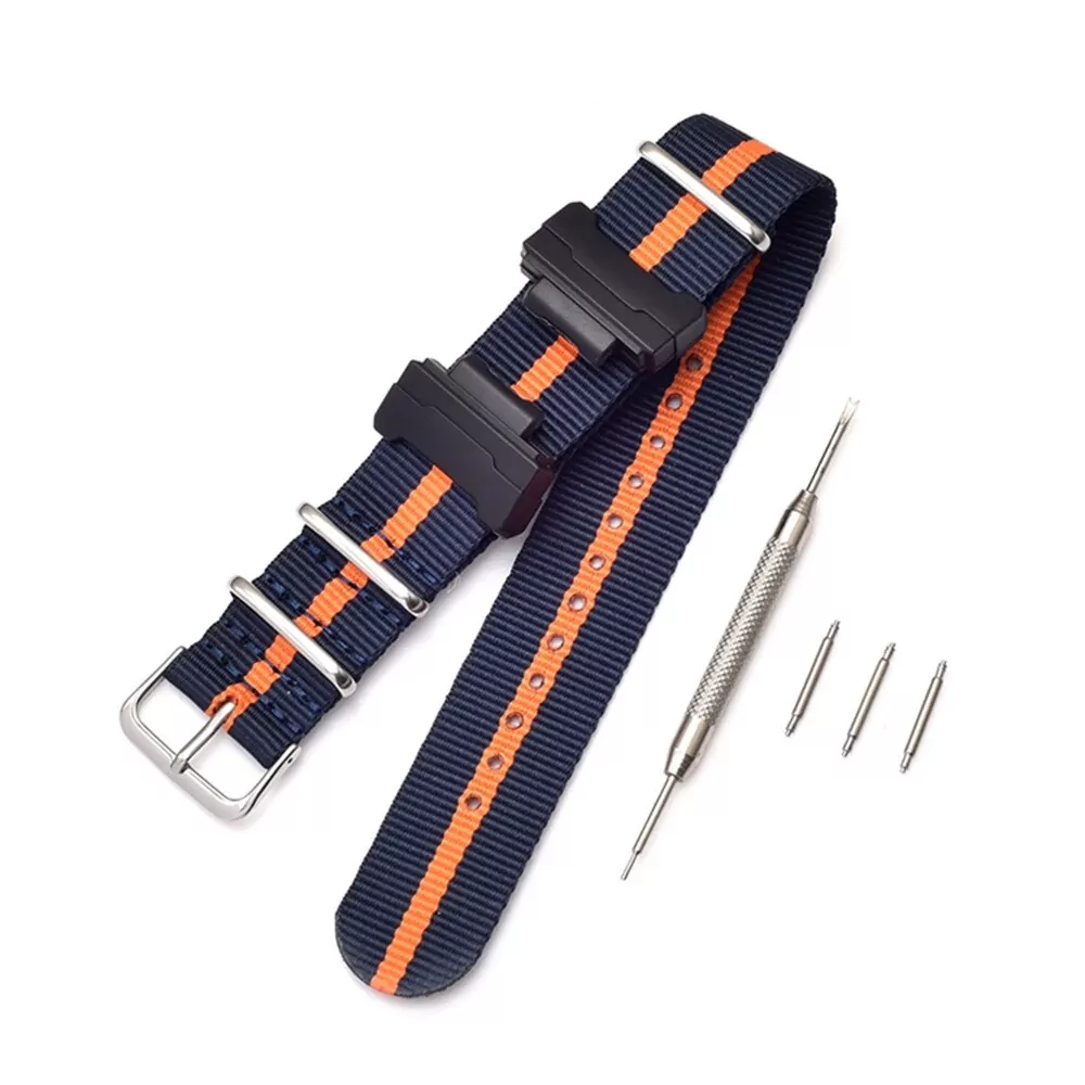 15_Bracelet-de-remplacement-en-Nylon-otan-pour-Casio-g-shock-GA-110-100-120-150-200 Blue & Orange Nato Strap Casio 22mm In Nylon