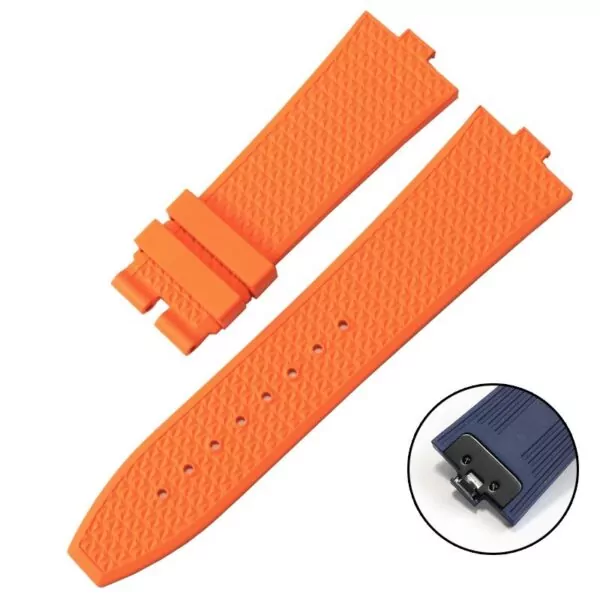 orange no clasp_quick-disassembly-fluororubber-watchband_variants-15 Orange Rubber Strap for Vacheron Constantin Overseas Quick-Release - 24x7mm