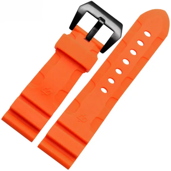 Bande-de-montre-24mm-26mm-NOUVEAUX-HOMMES-TOP-GRADE-Noir-Imperm-able-L-eau-de-Roche-2 copy Orange Rubber Strap Panerai Luminor, Marina, Submersible...