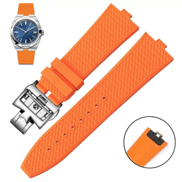 orange silver_quick-disassembly-fluororubber-watchband_variants-18 Orange Rubber Strap for Vacheron Constantin Overseas Quick-Release - 24x7mm
