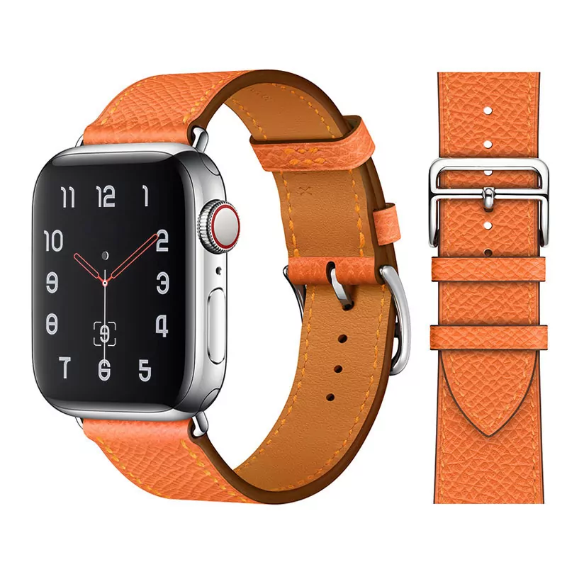 6_100-Bracelet-en-cuir-de-vache-v-ritable-Bracelet-de-ceinture-pour-Apple-Watch-5-4 Orange Strap Apple iWatch Hermes In Leather