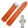 1_Bracelets-de-montre-en-cuir-v-ritable-de-couleur-de-qualit-boucle-de-d-ploiement-bracelet Orange Strap Bracelet for Ballon Bleu Cartier In Crocodile/Leather Grain