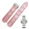 2_Bracelets-de-montre-en-cuir-v-ritable-de-couleur-de-qualit-boucle-de-d-ploiement-bracelet Pastel Pink Strap Ballon Bleu Cartier In Crocodile/Leather Grain