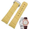 17-23mm-bracelets-cuir-pour-montre-Omega-Constellation-Double-aigle-bracelets-de-montre-Bracelet-femme-13 Yellow Strap Bracelet for Omega Constellation Crocodile/Alligator - 17,23mm