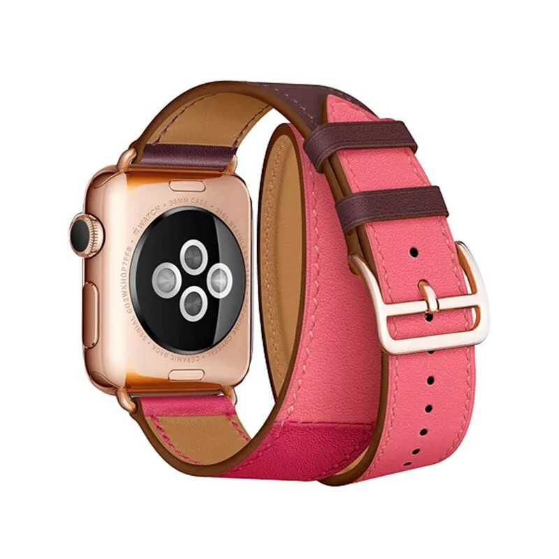 24_our-bracelet-de-montre-apple-5-4-3-2-1_variants-31 Pink & Red Double Tour Band Apple iWatch Hermes In Leather