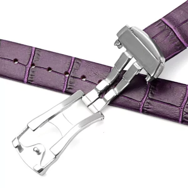 4_16x8mm-femmes-montre-Bracelet-peau-de-veau-cuir-Bracelet-de-montre-pour-Omega-montre-de-Ville Purple Strap Bracelet for Omega Ladymatic DeVille 16x8mm In Crocodile/Alligator Grain
