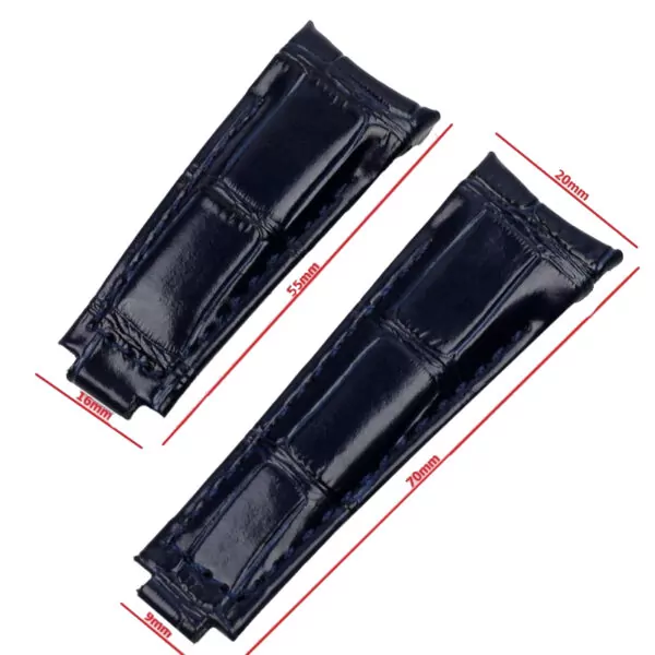 racelet-de-montre-en-cuir-pour-hommes-e_main-2 Black Curved Strap for Rolex Daytona, Submariner, GMT I & II in Crocodile Grain