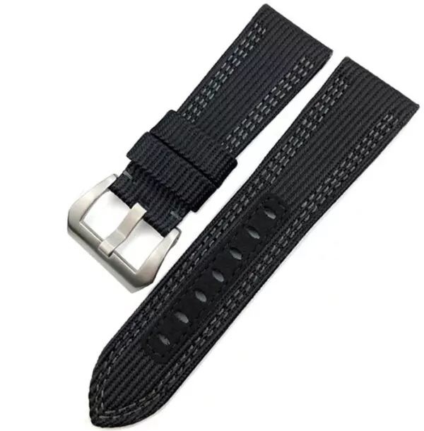 racelet-de-montre-en-toile-de-nylon-de_description-8 copy 3 Black & Grey Nylon Strap for Panerai Luminor Submersible Mike Horn - 26mm