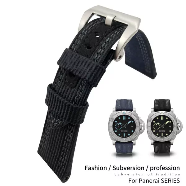 racelet-de-montre-en-toile-de-nylon-de_main-0 Black & Grey Nylon Strap for Panerai Luminor Submersible Mike Horn - 26mm