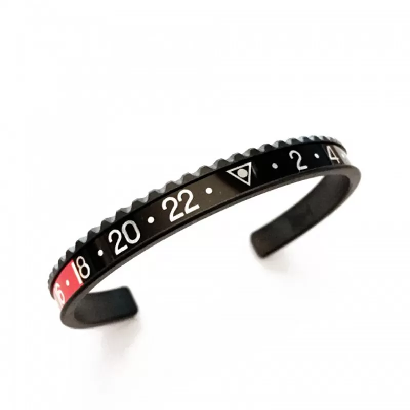 1_Bracelets-de-manchette-en-acier-inoxydable-c-l-bre-marque-bracelet-noir-moto-voiture-bracelet-pour Red & Black Bezel Bangle Bracelet GMT I & II Coke PVD/DLC