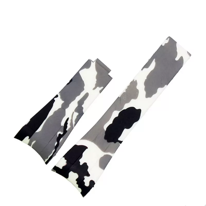 White Came For Rolex White Camouflage Curved Rubber Strap for Rolex Submariner, GMT, Daytona - 20mm