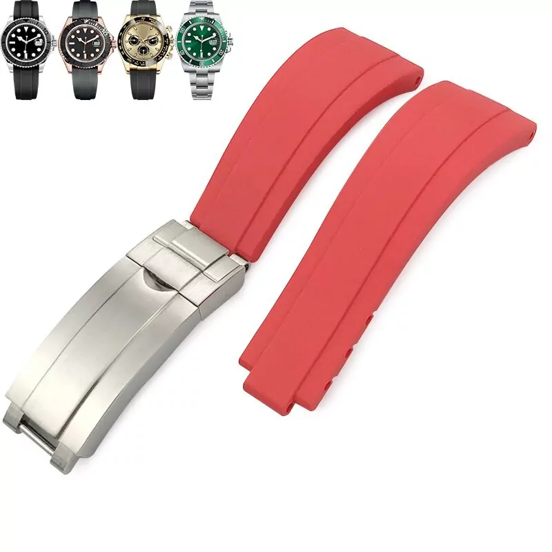 red-easylink-strap-for-rolex-submariner-gmt-daytona-datejust-20mm-in-rubber Red Glidelock Strap for Rolex Submariner, GMT, Daytona, Datejust In Rubber - 20mm