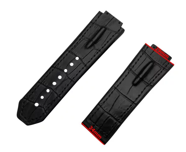1_29-19mm-bambou-v-ritable-cuir-Nature-caoutchouc-silicone-bracelet-de-montre-bracelet-de-montre-pour Black Strap Band Hublot Big Bang King Power 29x19mm in Printed Crocodile Hornback Leather