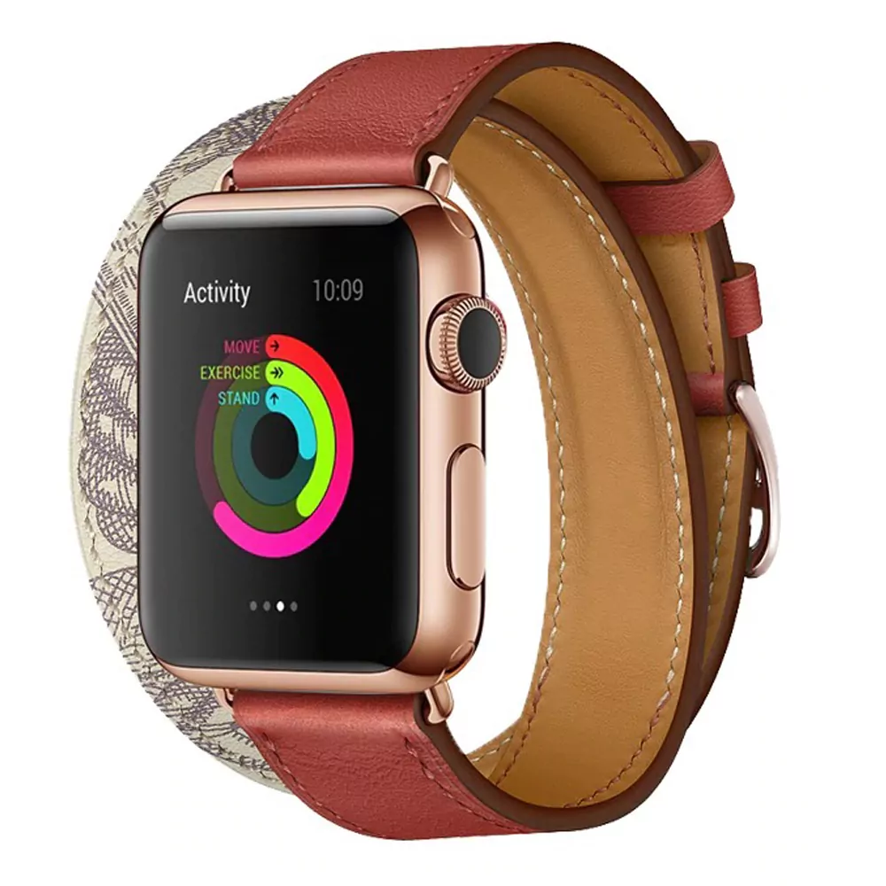 our-bracelet-de-montre-apple-5-4-3-2-1_main-0 copie Red & Printed Double Tour Band Apple iWatch Hermes In Leather