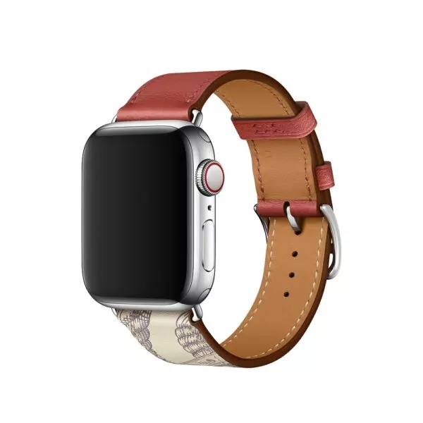 iwatch-red-motif-2 Red & Printed Strap Apple iWatch Hermes In Leather