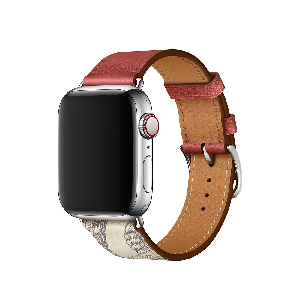 iwatch-red-motif-2 Red & Printed Strap Apple iWatch Hermes In Leather