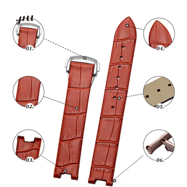 4_HTB1noWqXJfvK1RjSspoq6zfNpXa8 Red Strap Bracelet for Omega Ladymatic DeVille 16x8mm In Crocodile/Alligator Grain