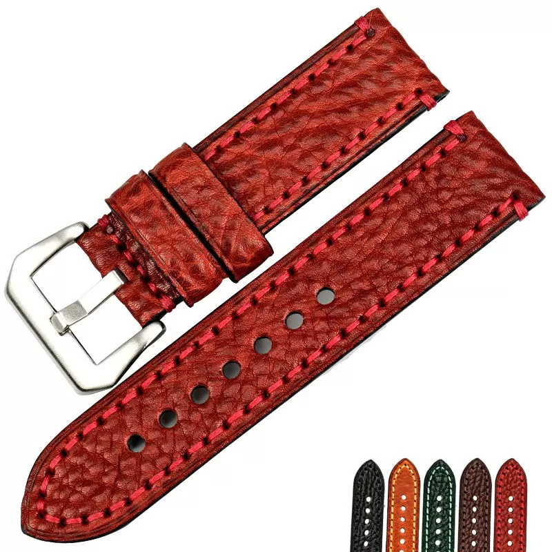 aikes-nouveaux-accessoires-de-montre-de_main-0 Red Strap Panerai Luminor, Marina, Submersible In Buffalo Leather - 22, 24, 26mm