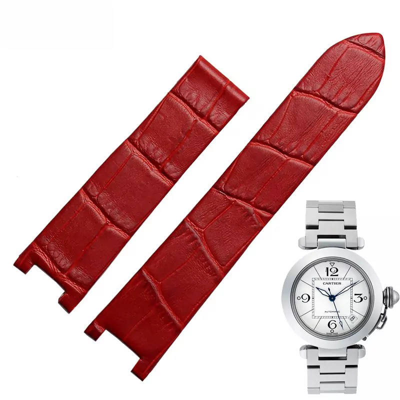 CASPXX-3 Red Strap Pasha Cartier In Crocodile/Alligator Grain - 20mm