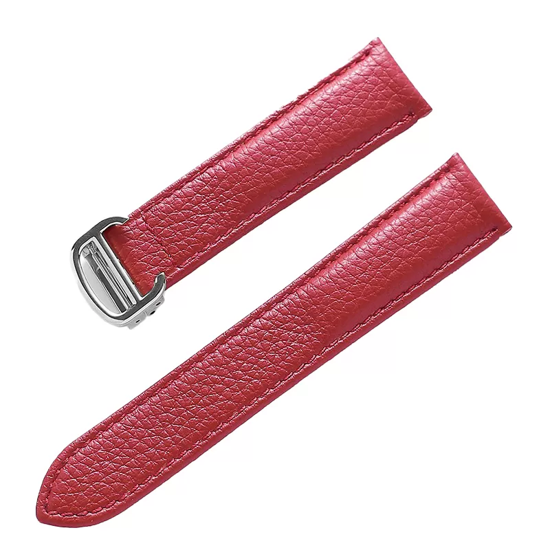 red_leather-strap-lychee-pattern-soft-leathe_variants-7 Red Bracelet for Cartier Tank in Pebbled Calf Leather – 7 Sizes