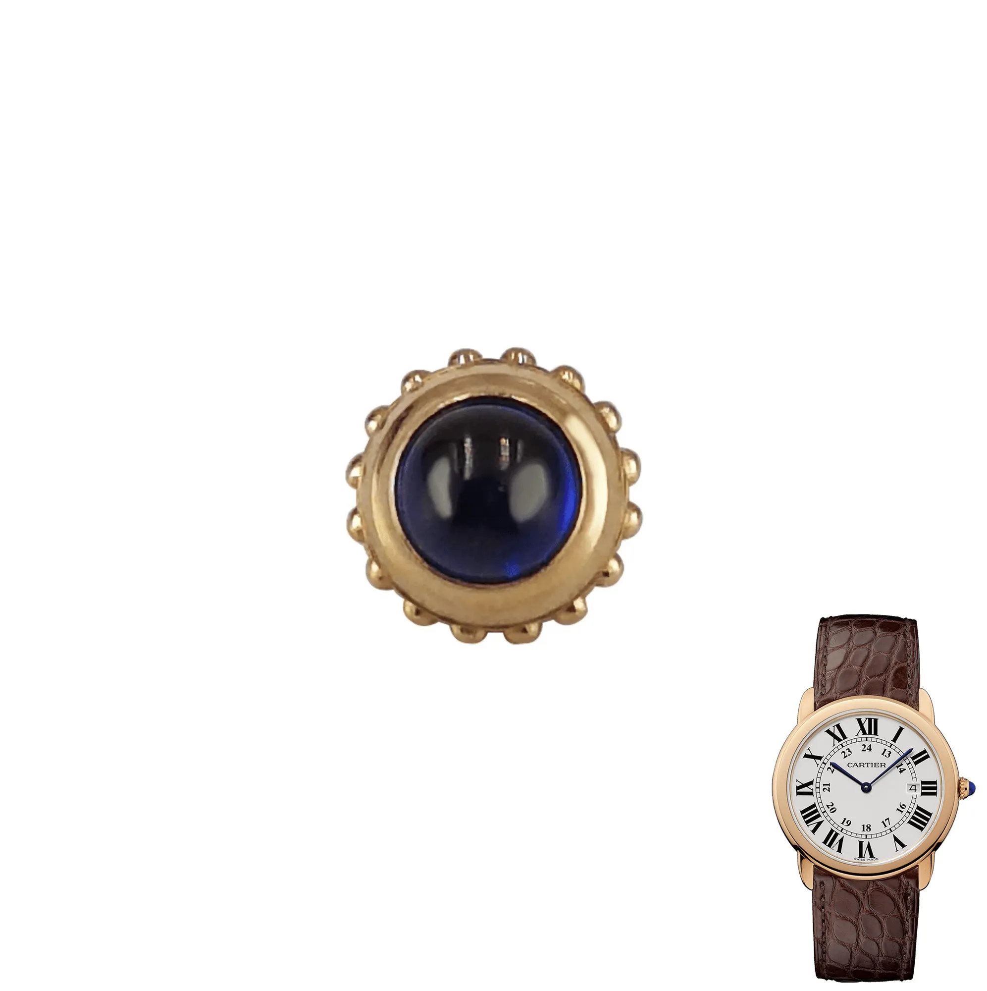 Crown-Cartier-Ronde-42mm-Aftermarket-sapphire4 Rose Gold & Blue Crown Ronde Cartier Sapphire & Stainless Steel