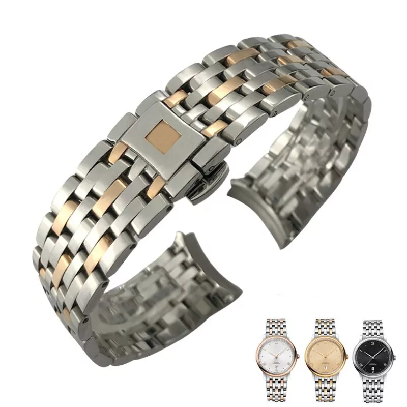 Between rose gold_bracelet-de-montre-en-acier-inoxydable-d_variants-2 Two-tone Silver & Rose Gold Strap Bracelet for Omega DeVille 20mm - Stainless Steel