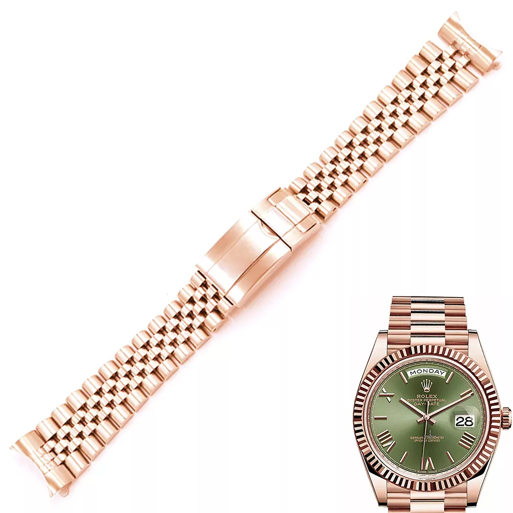 1 copy Rose Gold Strap Bracelet Jubilee for Rolex Datejust 19,20mm Stainless Steel