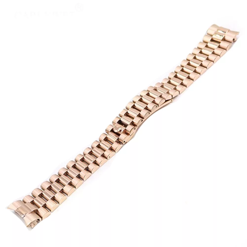ROSS6G13-4 copy Rose Gold Strap Bracelet President for Rolex Datejust Solid End Link 20mm Stainless Steel