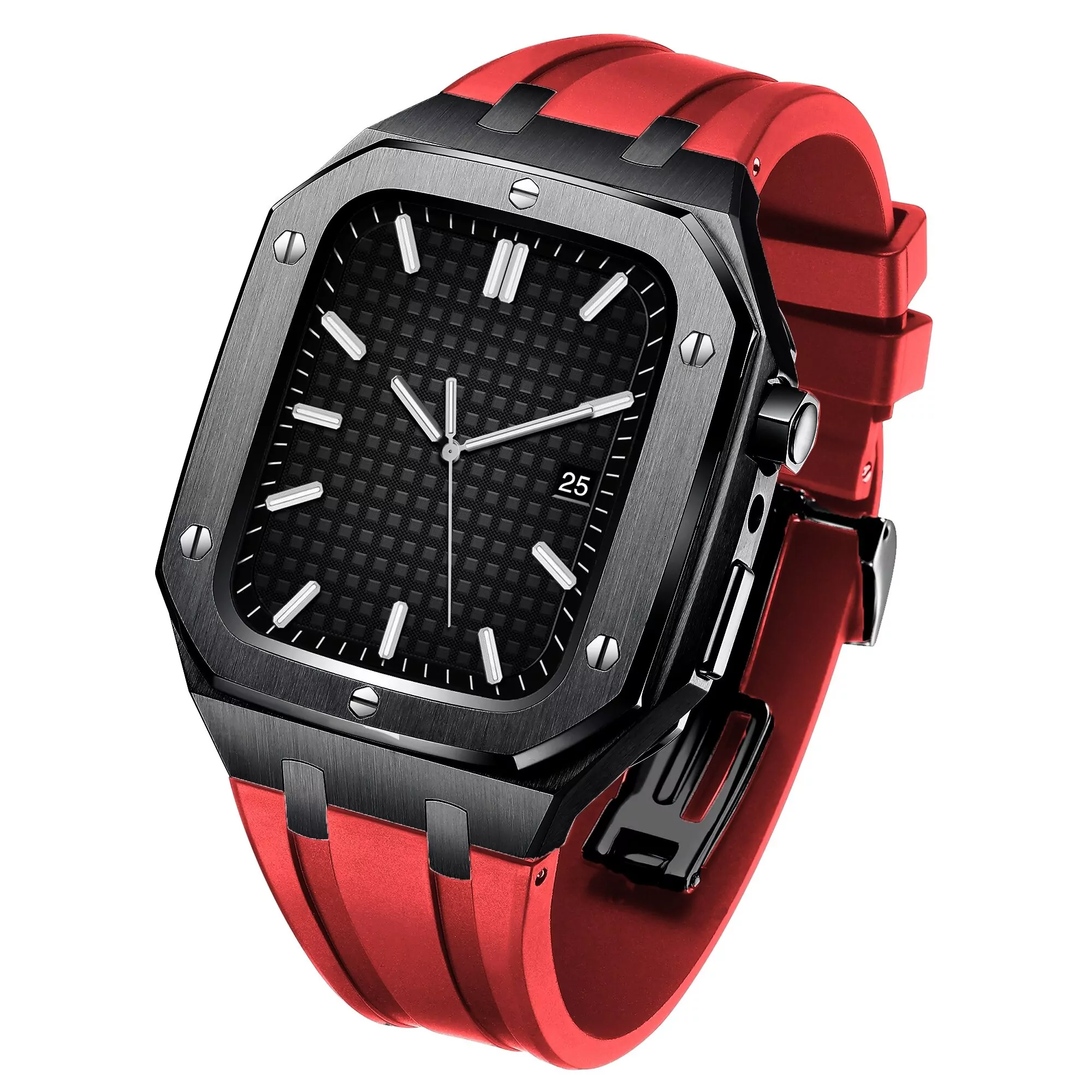 rubber strap 15_stainless-steel-latest-for-apple-watch-ba_variants-16 Black & Red Royal Oak Case with Rubber Band for Apple iWatch Series