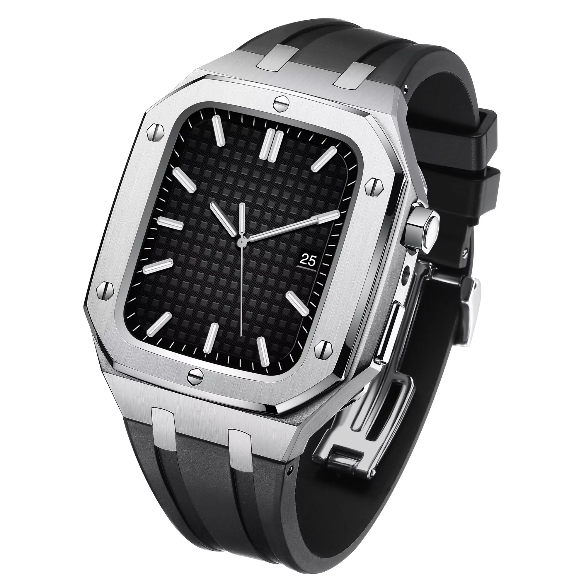 rubber strap 3_stainless-steel-latest-for-apple-watch-ba_variants-2 Silver & Black Royal Oak Case with Rubber Band for Apple iWatch Series