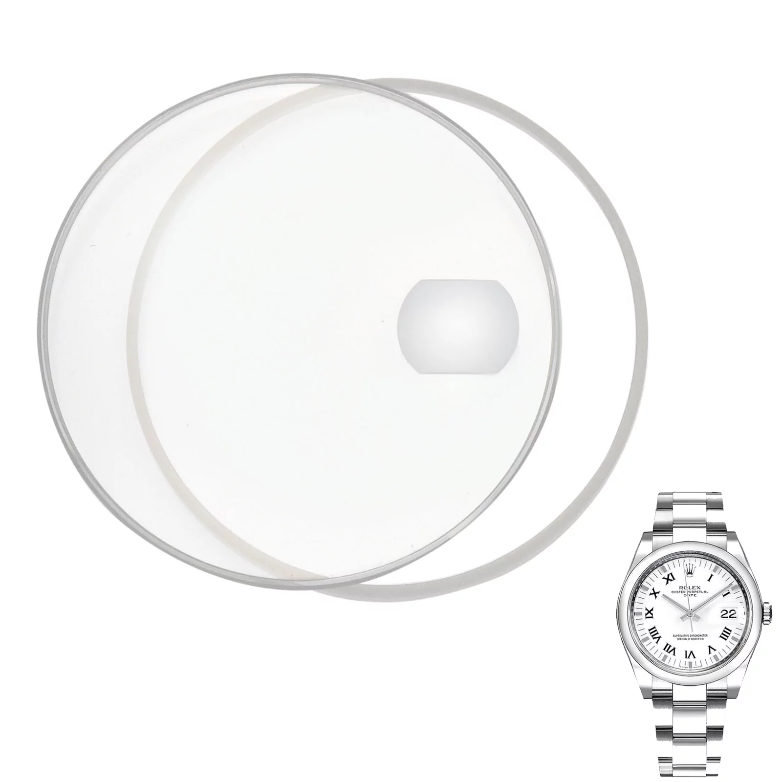 Background Sapphire Glass and Gasket with Windows for Rolex Datejust 34mm 15200 Series