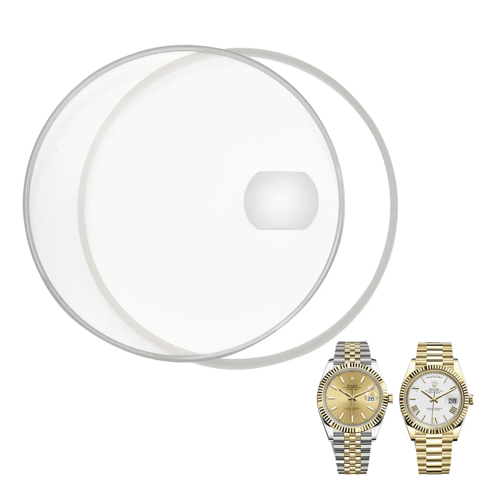 Background Sapphire Glass and Gasket with Windows for Rolex Datejust, Day-Date 36mm