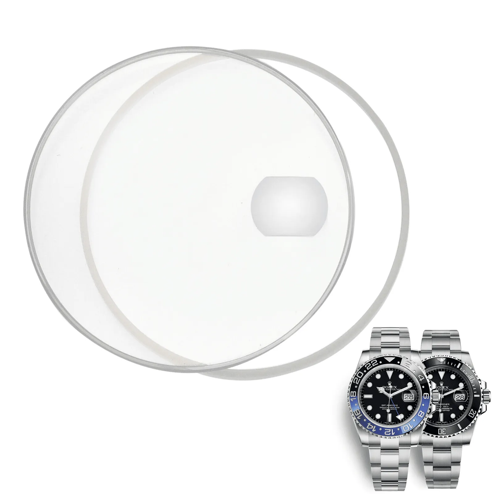 Background Sapphire Glass & Gasket with Windows for Rolex Submariner, GMT