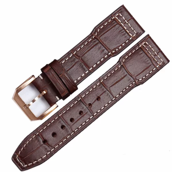 IWC-Strap-2 Brown & White Strap Band for IWC Pilot Spitfire, Top Gun In Leather Crocodile/Alligator Grain - 20,21,22mm