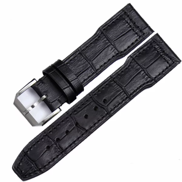 IWC-Strap-5 Black Strap Band for IWC Pilot Spitfire, Top Gun In Leather Crocodile/Alligator Grain - 20,21,22mm