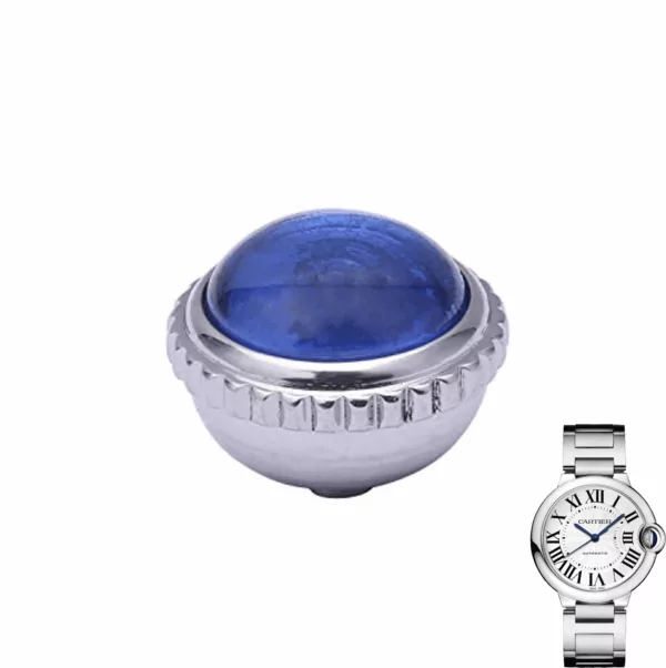 Crown-Cartier-ballon-bleu-Aftermarket-sapphire1 Silver & Blue Crown Cartier Ballon Bleu Sapphire & Stainless Steel