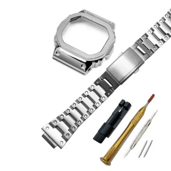 2_En-Acier-inoxydable-Bracelet-De-Montre-Lunette-Pour-Casio-G-shock-GW-5000-DW-5000-5025 Silver Case & Bracelet G-Shock Atomic Stainless Steel