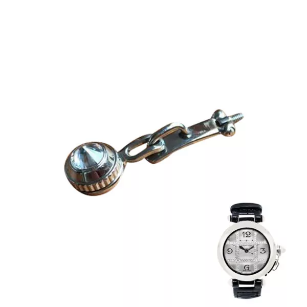 ROVS12 Silver Crown Pasha Cartier White Crystal & Stainless Steel
