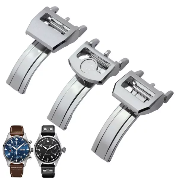 0_Fermoir-pliant-de-d-ploiement-d-acier-inoxydable-de-qualit-de-18mm-pour-la-marque-d (1) Silver Folding Clasp for IWC Portugal, Portugieser, Pilot 18mm Stainless Steel