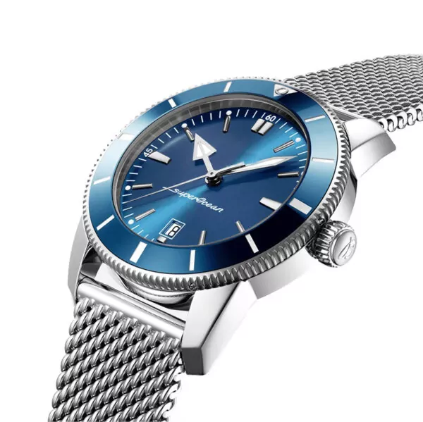 BTSS8X4-4 Silver Mesh Strap Bracelet Strap Bracelet for SuperOcean Heritage Breitling 22, 24mm Stainless Steel