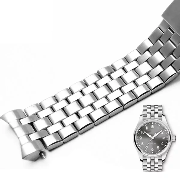 3_Haute-qualit-en-acier-inoxydable-solide-en-acier-ceinture-m-le-pilote-montre-ceinture-marque-17 Silver Strap Bracelet for IWC Pilot Spitfire, Top Gun in Stainless Steel - 20, 21mm
