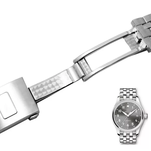 2_Haute-qualit-en-acier-inoxydable-solide-en-acier-ceinture-m-le-pilote-montre-ceinture-marque-17 Silver Strap Bracelet for IWC Pilot Spitfire, Top Gun in Stainless Steel - 20, 21mm