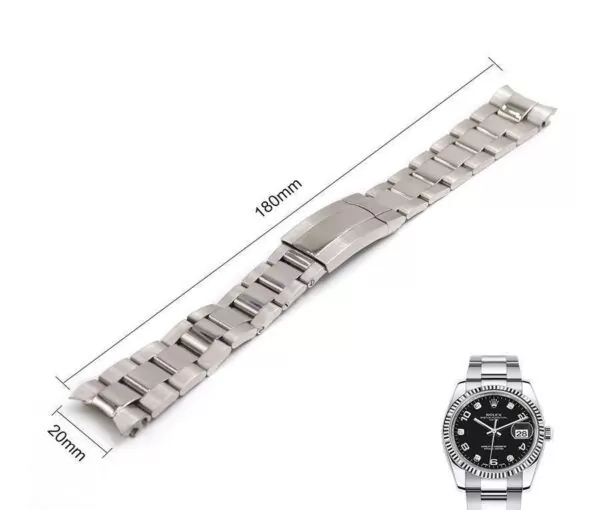 Bracelet-Acier-Steel-Strap-band-20mm-FOR-Rolex-DateJust-1-153338445428-3 Silver Strap Bracelet for Rolex DateJust I in Stainless Steel - 20mm
