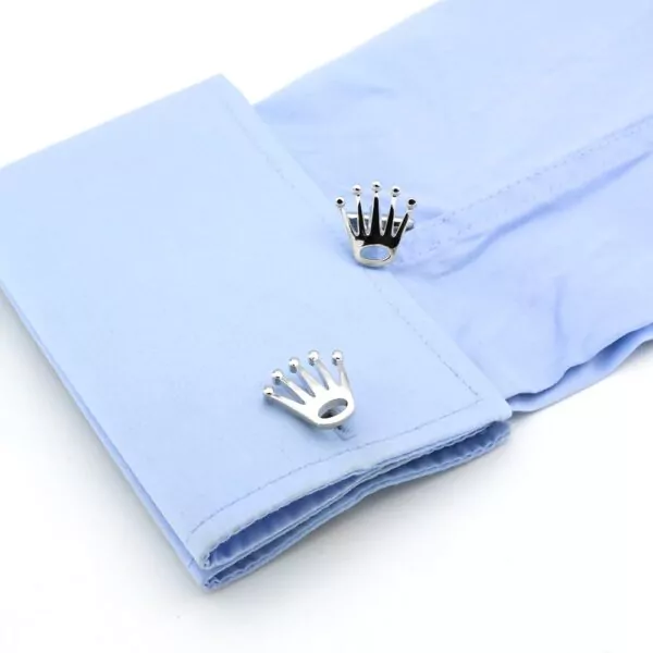 3_Boutons-de-manchette-en-Option-or-et-argent-4-couleurs Stainless Steel Cufflinks Rolex Crown Look