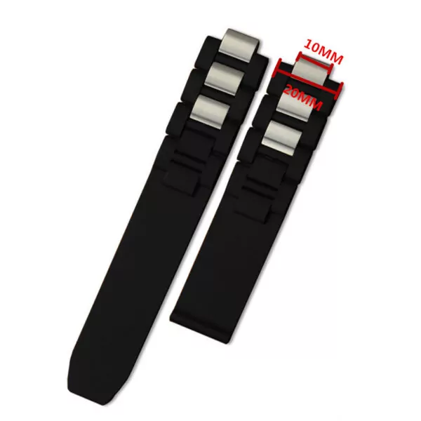 20mm-10mm-Noir-Blanc-En-Caoutchouc-de-Silicone-Bande-de-Montre-Fermoir-Pour-Voiture-21-Chronoscaph-3 Steel & Black Rubber Strap Bracelet for Cartier 21 Chronoscaph