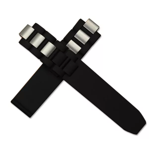 20mm-10mm-Noir-Blanc-En-Caoutchouc-de-Silicone-Bande-de-Montre-Fermoir-Pour-Voiture-21-Chronoscaph-1 Steel & Black Rubber Strap Bracelet for Cartier 21 Chronoscaph