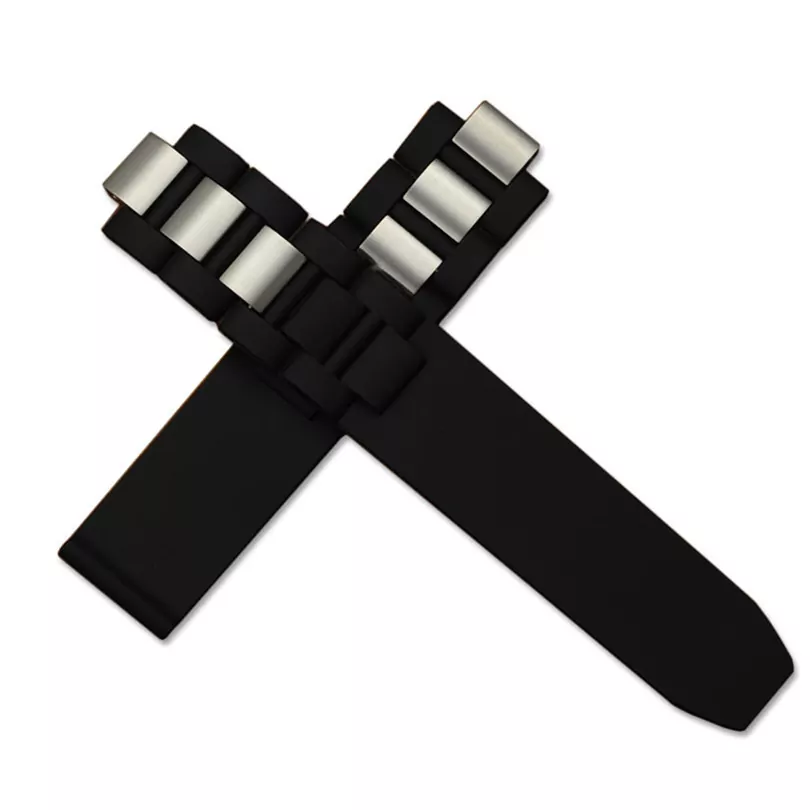 Steel & Black Rubber Strap Bracelet for Cartier 21 Chronoscaph - Image 3